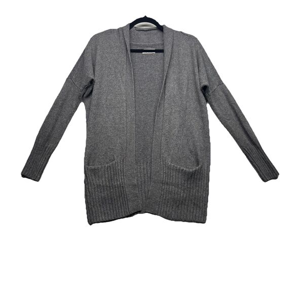 Azure Skies Open Front Gray Cardigan Sweater Knit Angora Cashmere Blend XS - Picture 1 of 10
